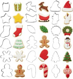 Wilton Holiday Shapes Metal Christmas Cookie Cutter Set, 18-Piece.
