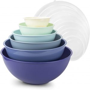Cook with Color Plastic Mixing Bowls with Lids - 12 Piece Nesting Bowls Set includes 6 Prep Bowls and 6 Lids