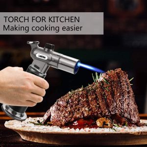 Cadrim Butane Torch, Refillable Culinary Blow Torch Double Fire Cooking Torch and Small Adjustable Flame Kitchen Torch for Creme Brulee, Baking BBQ(Butane Fuel Not Included).