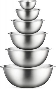 Stainless Steel Mixing Bowls (Set of 6) Stainless Steel Mixing Bowl Set - Easy To Clean, Nesting Bowls for Space Saving Storage, Great for Cooking, Baking, Prepping.