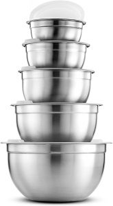 Premium Stainless Steel Mixing Bowls with Airtight Lids (Set of 5) Nesting Bowls for Space Saving Storage, Easy Grip & Stability Design Mixing Bowl Set Versatile For Cooking, Baking & Food Storage.