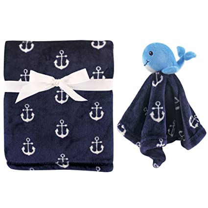 5. Hudson Baby Unisex Baby Plush Blanket with Security Blanket, Whale, One Size -Best Bed Blankets.