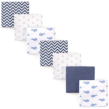 2. Hudson Baby Unisex Baby Cotton Flannel Receiving Blankets Bundle, Blue Whale, One Size -Best Receiving Blankets.