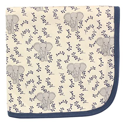 1. Touched by Nature Unisex Baby Organic Cotton Swaddle, Receiving and Multi-purpose Blanket, Blue Elephant, One Size -Best Receiving Blankets.
