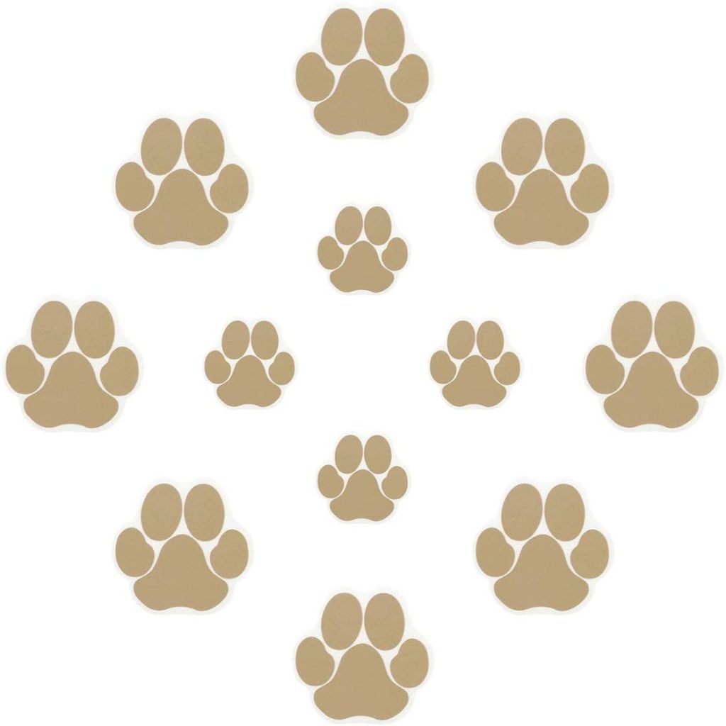 5. Ratgoo 12Pcs Dog Paw Footprint Non Slip Bathtub Stickers,Strong Adhesive Bathtub Appliques,Anti-Slip Bathtub Decals for Tub,Stairs,Kitchen,Shower Room,Treads,Bath Room,Floor,Swimming Pool.(Khaki) -Best Bathtub Appliques.