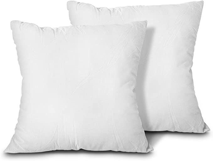 3. EDOW Throw Pillow Inserts, Set of 2 Lightweight Down Alternative Polyester Pillow, Couch Cushion, Sham Stuffer, Machine Washable. (White, 18x18) -Best Throw Pillows.