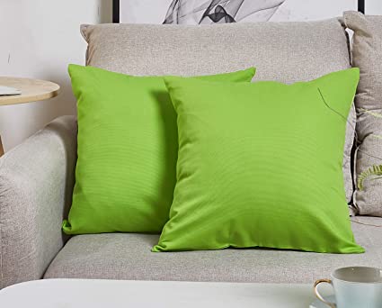 3. TangDepot Cotton Solid Throw Pillow Covers, 24" x 24" , Apple Green