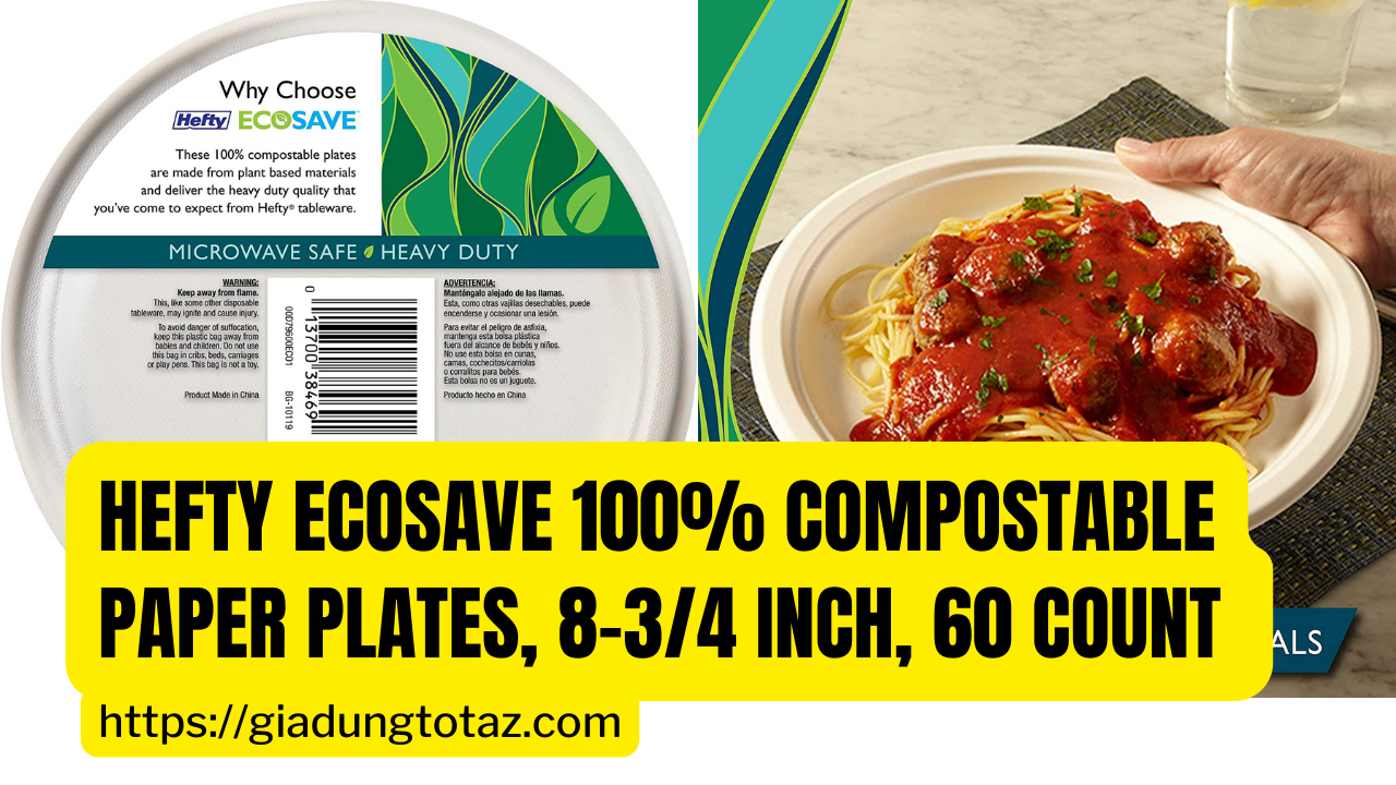 Hefty ECOSAVE 100 Compostable Paper Plates, 8-34 Inch, 60 Count - Phi Review.